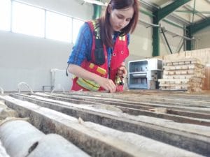 Eldorado geologist Janja Mihajlovic examines drill core samples