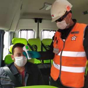 Temperature checks conducted on employee site transport at Kisladag, Turkey