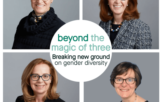 Going beyond the magic of three, reaching gender parity on our Board