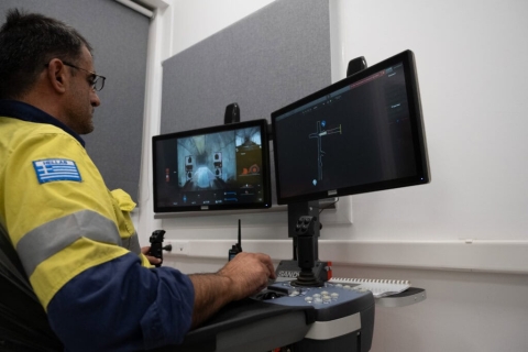 Employee working in remote mucking